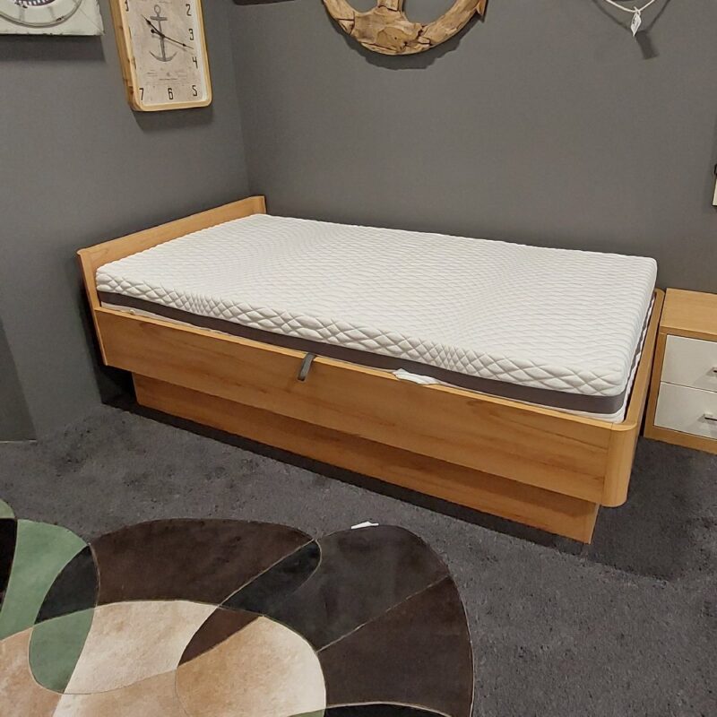 Ausstellungsstück: Bett Comfort 4 – 100x200cm inkl. Matratze Verona KS H2, Stauraum und Lattenrost mit manueller Kopfteilverstellung